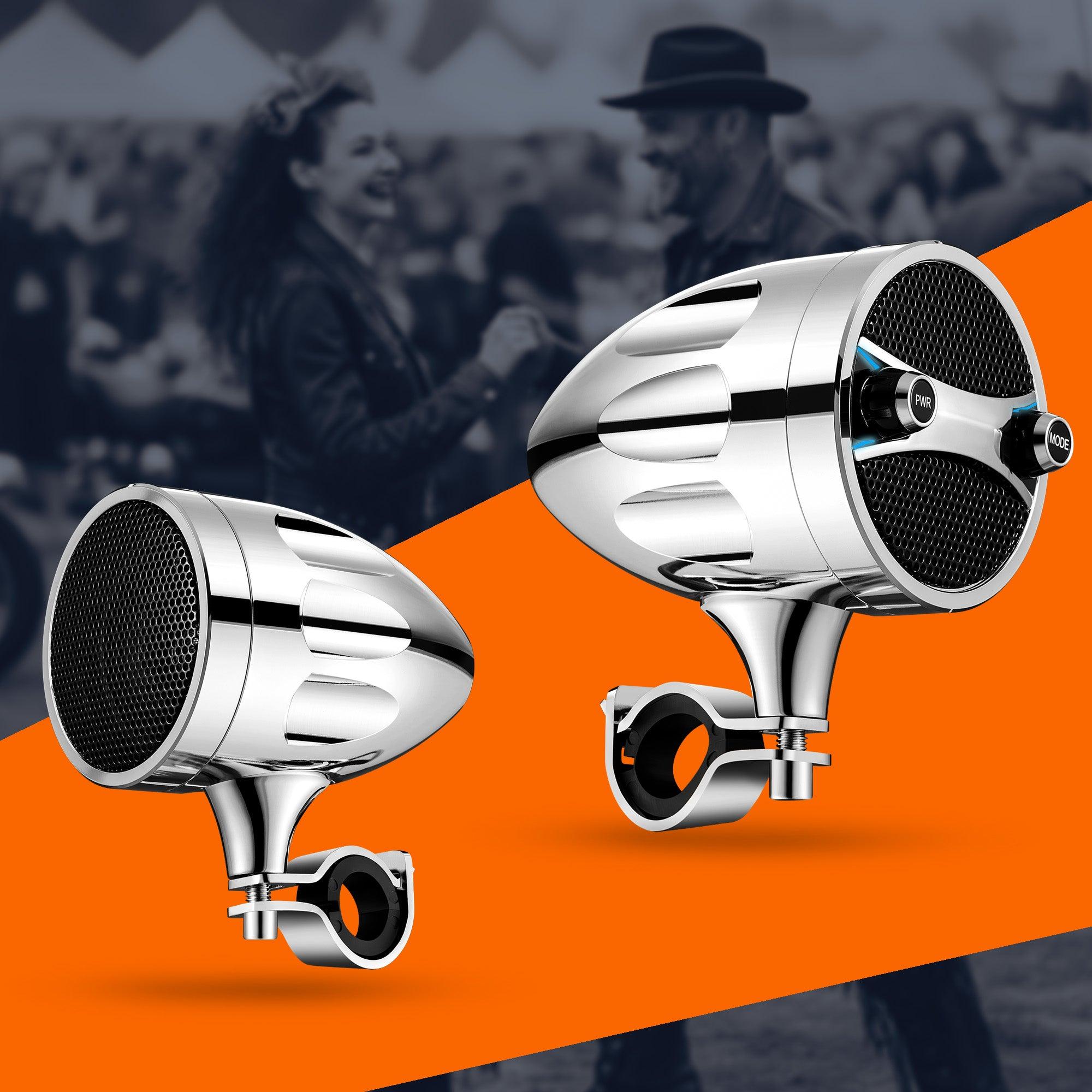 Chrome bluetooth motorcycle store speakers